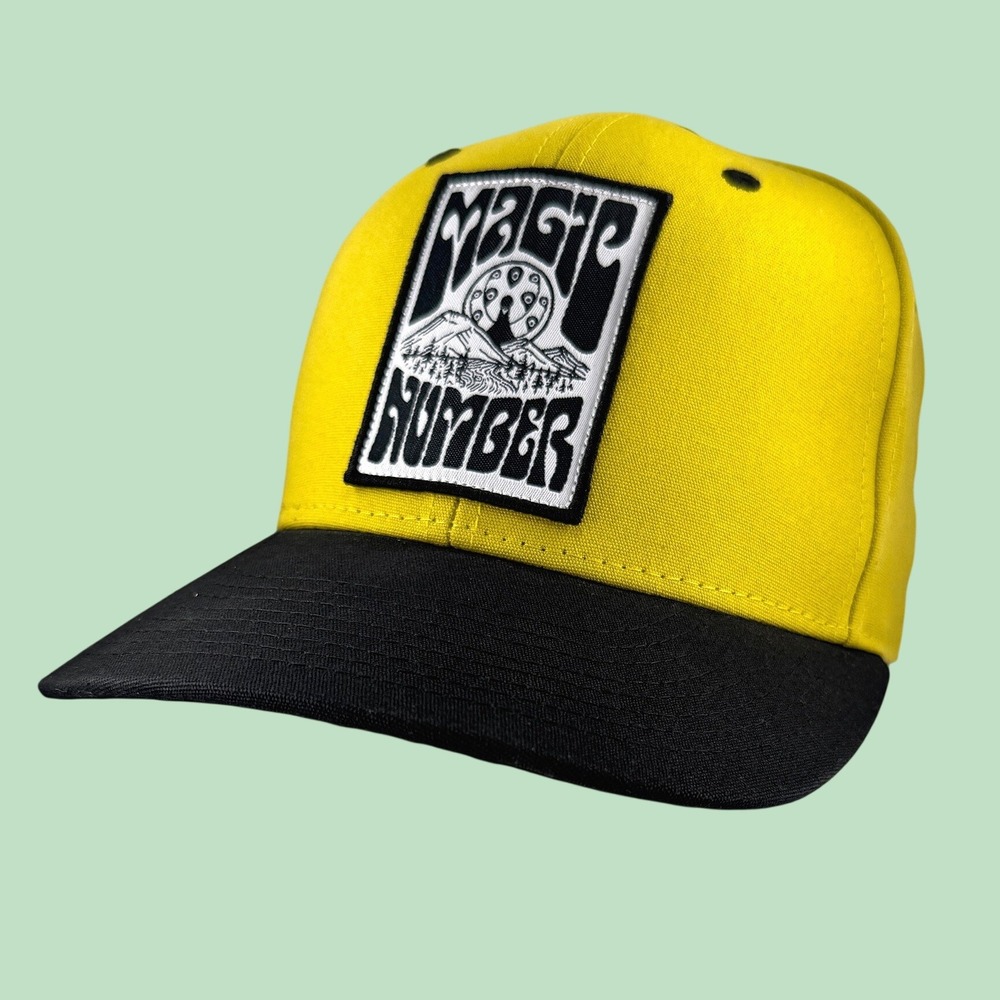 Magic Number Hat Men OSFM Yellow Black Two‎ Tone Logo Patch Strapback Cap